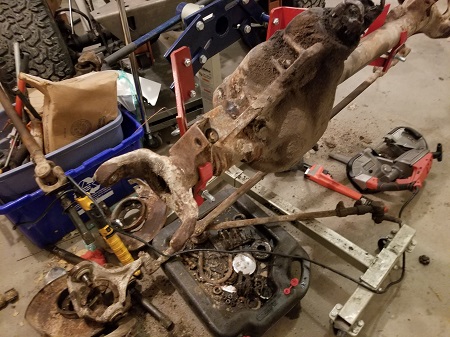 The Dana 44 axles are removed